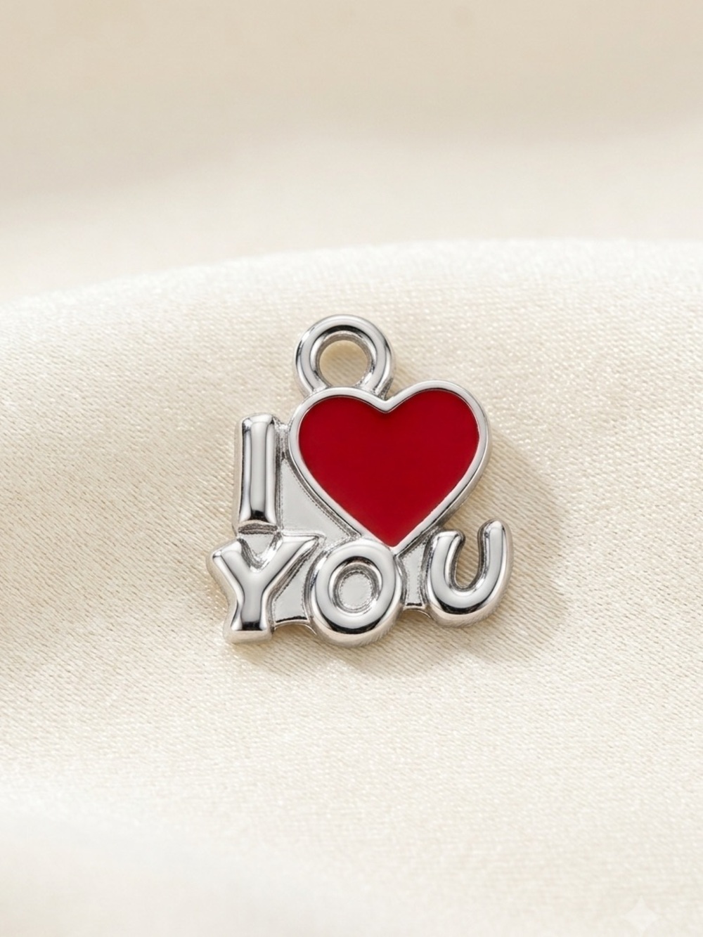 Silver I Love You  Heart Charm Pendant Valentine's Gift Minimalist